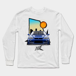 nissan skyline gtr r34 blue Long Sleeve T-Shirt